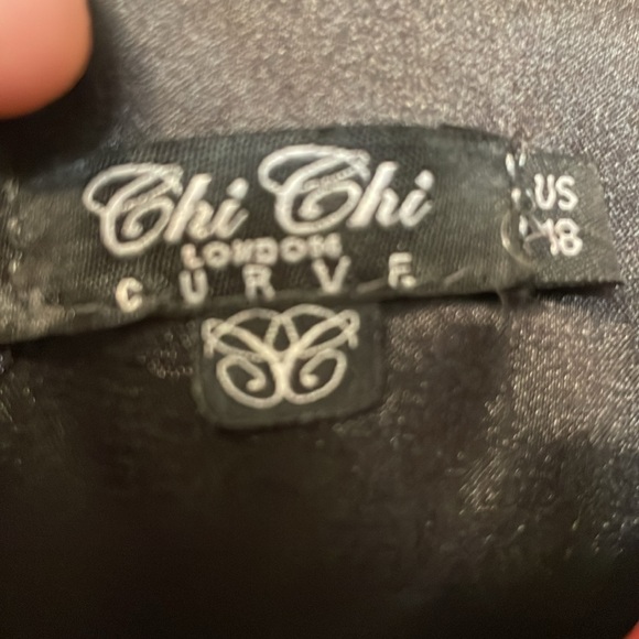 Chi Chi London Curve Bardot Embroidered Bodycon Fishtail Dress in Black Size 18 - Picture 7 of 14